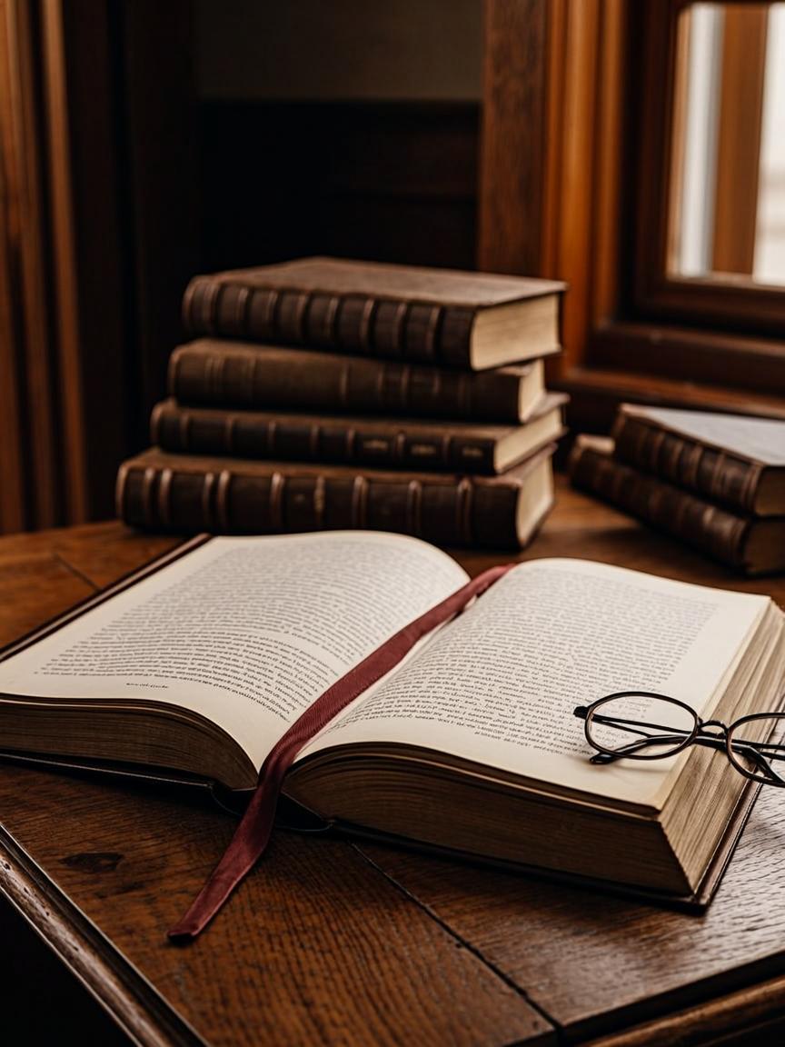 A curated stack of literature, suggesting the working library of an independent society